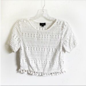 Sweewë Paris crop top white crochet fringe tassels boho